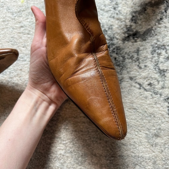 Walter Steiger Leather Boots Exposed Back Zipper Pointed Toe Size 35.5 - Picture 5 of 13